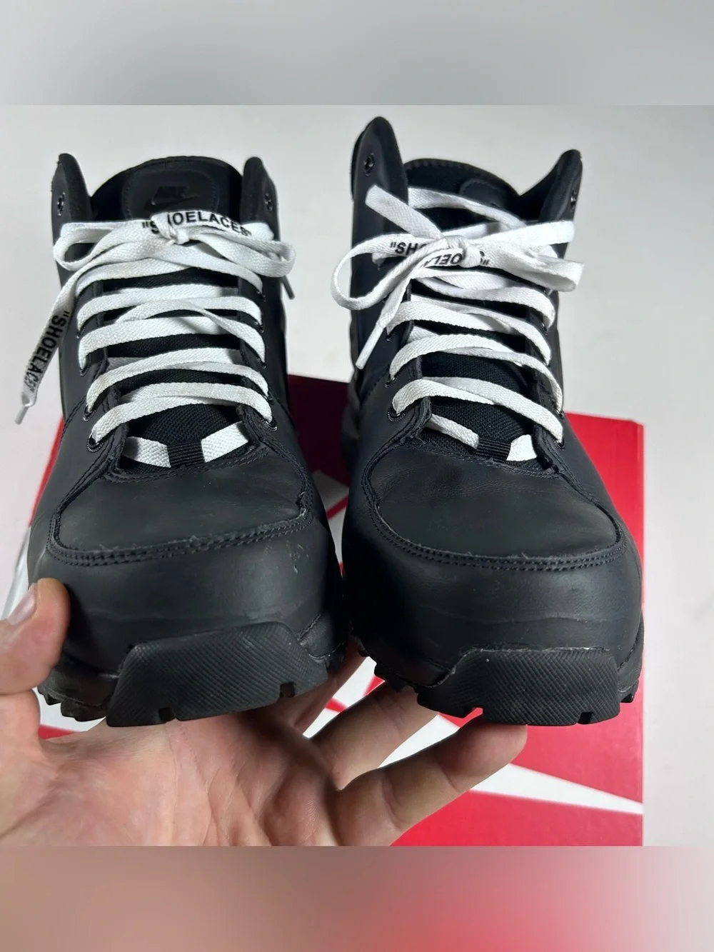 Nike Manoa Leather Boot Water Resistant Triple Black Men's Size 13 HF7095-001